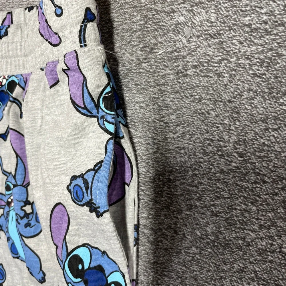 Disney Lilo & Stitch Pajama Pants Womens M Gray Character Print Lounge Pockets - Picture 2 of 9